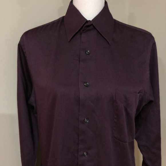 *GEOFFREY BEENE* Men's Fitted Sateen Button Down Shirt Size Small - Picture 2 of 6